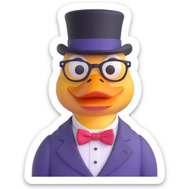 Dagobert Duck (Scrooge McDuck) emoji with top hat, glasses, cheerful wealthy expression sticker