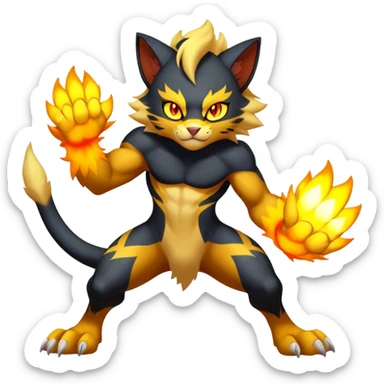 Luxray-Torracat-Pyroar-Fakémon-hybrid-creature (full body)  sticker