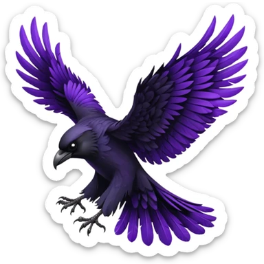 Black  and purple realistic Raven wings sticker