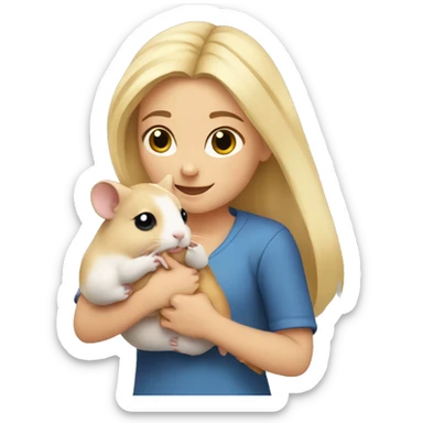blonde girl holds three hamsters in her arms sticker