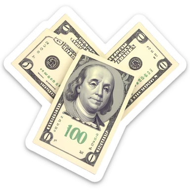 three 100 dollar bills sticker