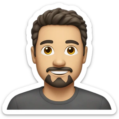software engineer guy, 40 years old, still looks young with dark short hair, light goatee sticker