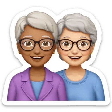 conversación dentro de un restaurant  dos personas y una de las persoans sea una abuela sticker