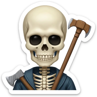 Una cara de esqueleto con una acha sticker