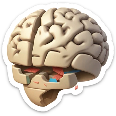 Brain which has been rotting tired and band aided from studying medicine sticker
