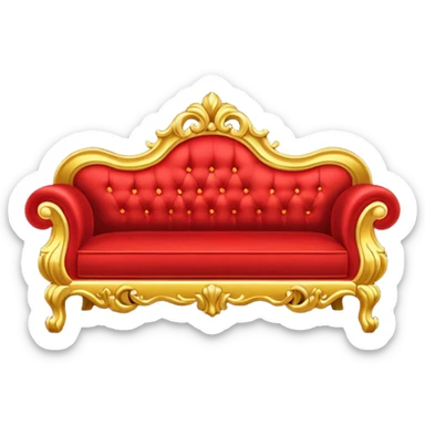 rococó sofa rojo con dorado sticker