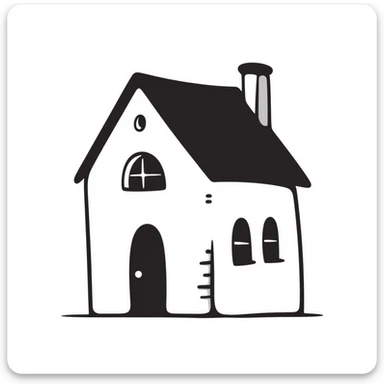 a house, hand drawn doodle style, notion style sticker
