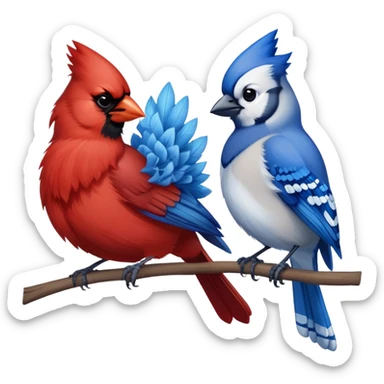 Cardinal punching a blue jay sticker
