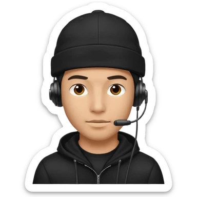 HACKER WITH HEADSET BLACK CAP HANDSOME sticker