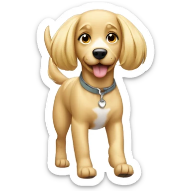 Blonde girl dog walking sticker