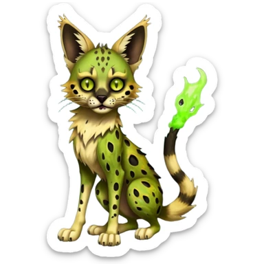 Dark-deep-blackish-Greenish Zombie-serval, full body sticker