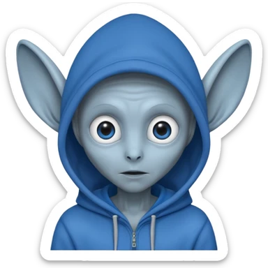 Aliens gray skin, blue hoodie, long big ears sticker
