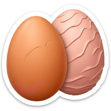 two skin tone peachy beige-pink egg shaped balls/spheres, both same size and same color, add a bumpy, loose, wrinkly skin texture with folds to both.  sticker