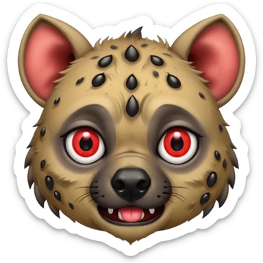 Crying hyena with red eyes on on eyeball sticker