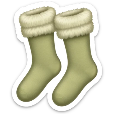 Pale olive fluffy socks sticker