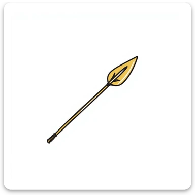 A golden spear, simple line drawing, no additional details, just the spear. sticker