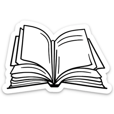 Open book with pages flipping sticker