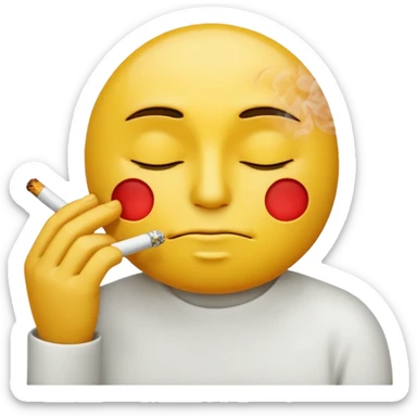 Yellow face emoji smoking sticker