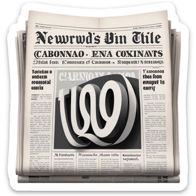 a large newspaper open.The newspaper has the title “Carbonado” in bold letters The background is minimaliste  sticker