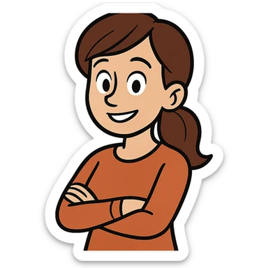 30-year-old woman, cartoon style sticker