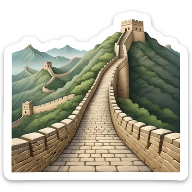 Great Wall of China with subdued earthy tones, not vibrant sticker
