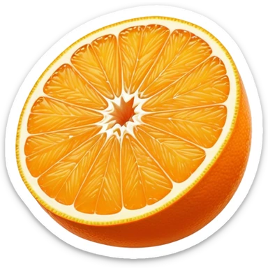 Cinematic juicy orange, sliced open to reveal glistening, bright citrus flesh, soft golden highlights, fresh and refreshing, natural and vibrant. sticker