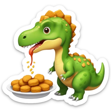 A dinosaurs eating chicken nuggets  sticker