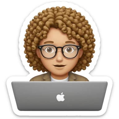 make a imogi using laptop with curly hair with glasses sticker