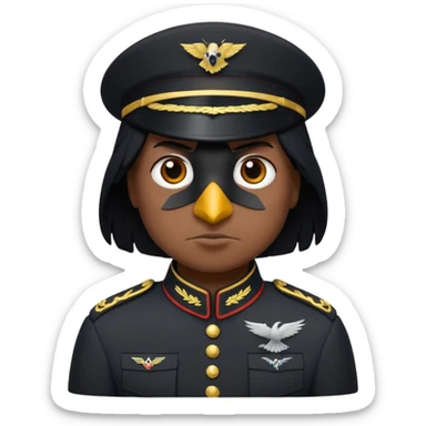 eine kleiner schwarzer rabe im military stil, normale emoji gesten sticker