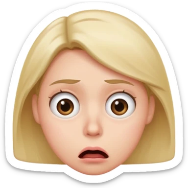 annoyed face with rolling eyes and a shocked mouth, with a slight blush sticker