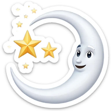 Star and Crescent emoji with black backgroun and no face but the start and crescent both should be in white colour sticker