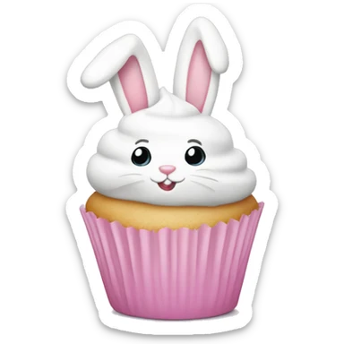 Easter white light pink cupcake bunny sticker