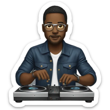 dj with 4 turntables sticker