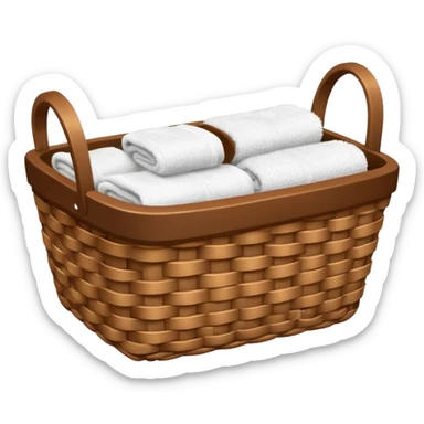 Woven Brown basket with white towels sticker