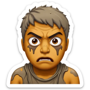 Ramesh covered in dirty chunky mud angry sticker