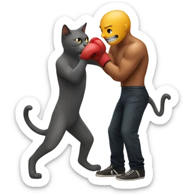 Cat boxing a six foot man sticker