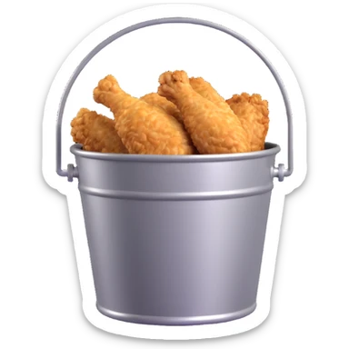 fried chicken in a silver steel bucket sticker