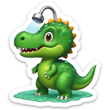 dinosaur in a shower sticker