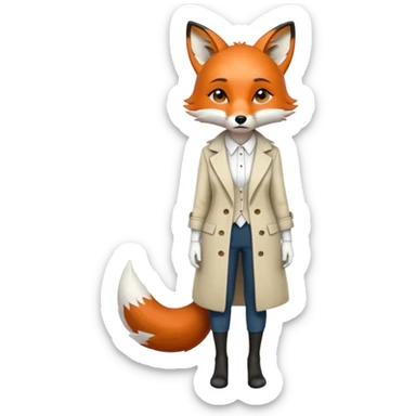 sad anthropomorphised female fox in stylish outfit, no sunglasses, very sad and crying, looking to the left, full-body view sticker