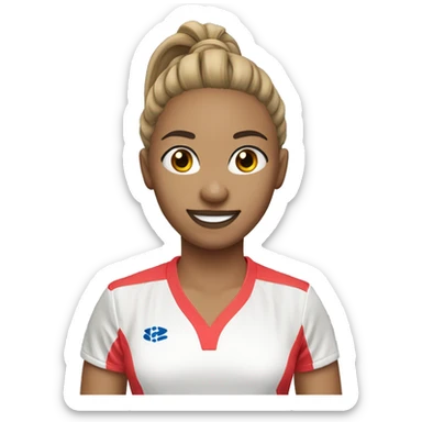 badminton player femle ponytail light skin wavy hair sticker