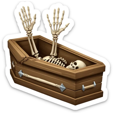 skeleton hand rising from coffin sticker