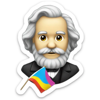 karl marx holding a pansexual flag sticker