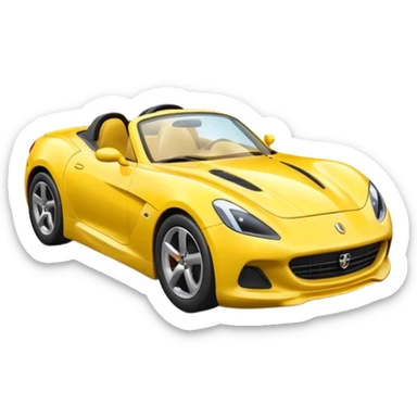 Generate a high-quality 3D cartoon-style emoji of a yellow sports car, sleek and shiny, realistic shading, smooth gradient colors, rounded and cute appearance, simple white background, high-resolution. sticker