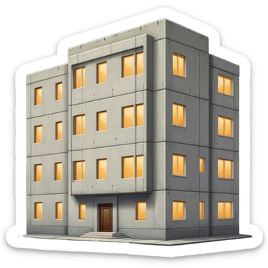 a five-story Soviet-era panel house in the night  sticker