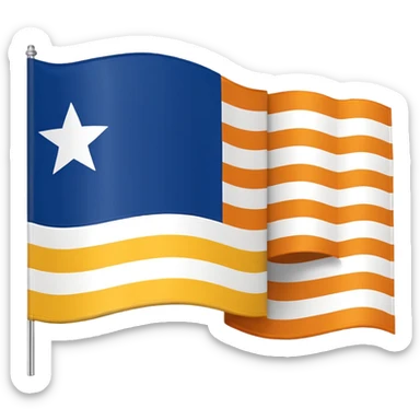 A flag whit darkblue, blue, white, yellow and orange and has 5 stripes white in the middle, blue in next to white left, yellow next to white right, orange next to yellow right, dark blue next to blue left sticker