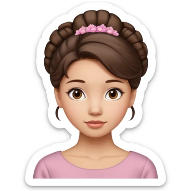 Cinematic Realistic Workout Girl Portrait, depicted with lifelike skin texture, subtle rosy undertones, and soft natural lighting that enhances the gentle contours of her face. Her intricately detailed brunete hair is elegantly styled in an updo, sticker