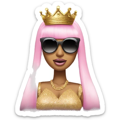 Nicki Minaj wearing sunglasses with crown sticker