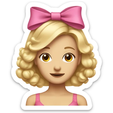 Blonde lady with bow in hair looking cute  sticker
