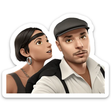 girl and boy in style sticker