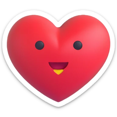large smooth vibrant heart shape, Microsoft fluent 3D emoji style sticker